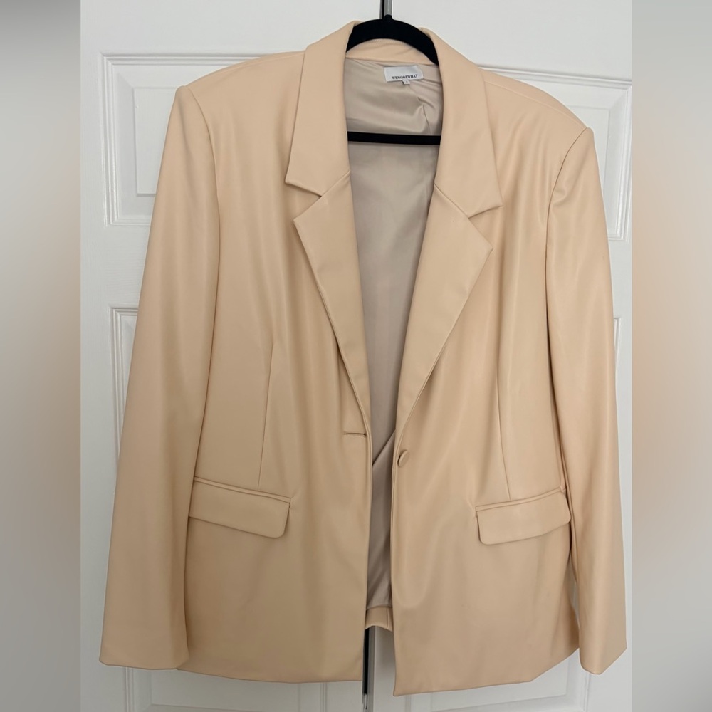 WeWoreWhat Light Tan Faux Leather Blazer
